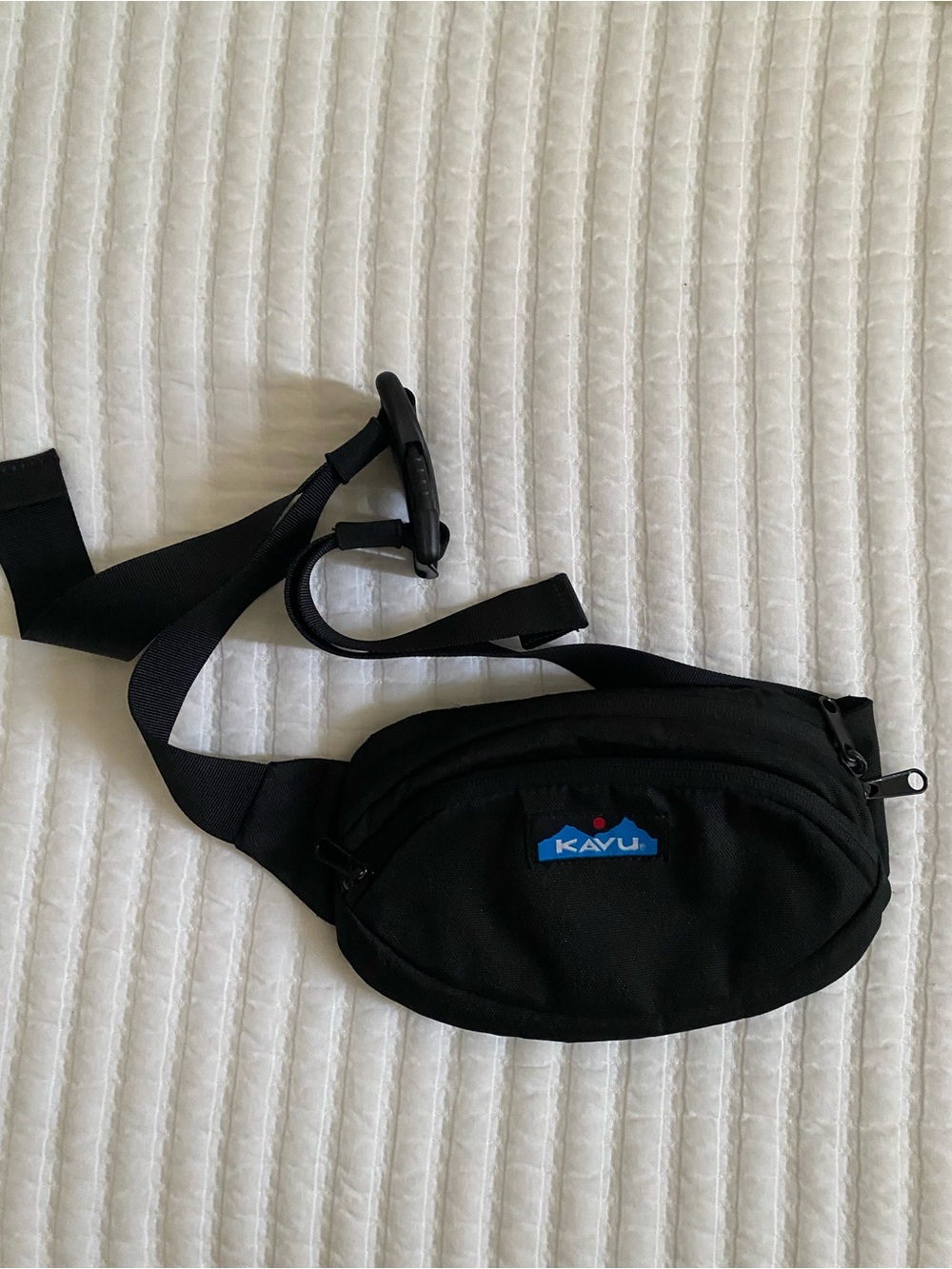 Kavu Black Waist Hip Pack with Blue Logo